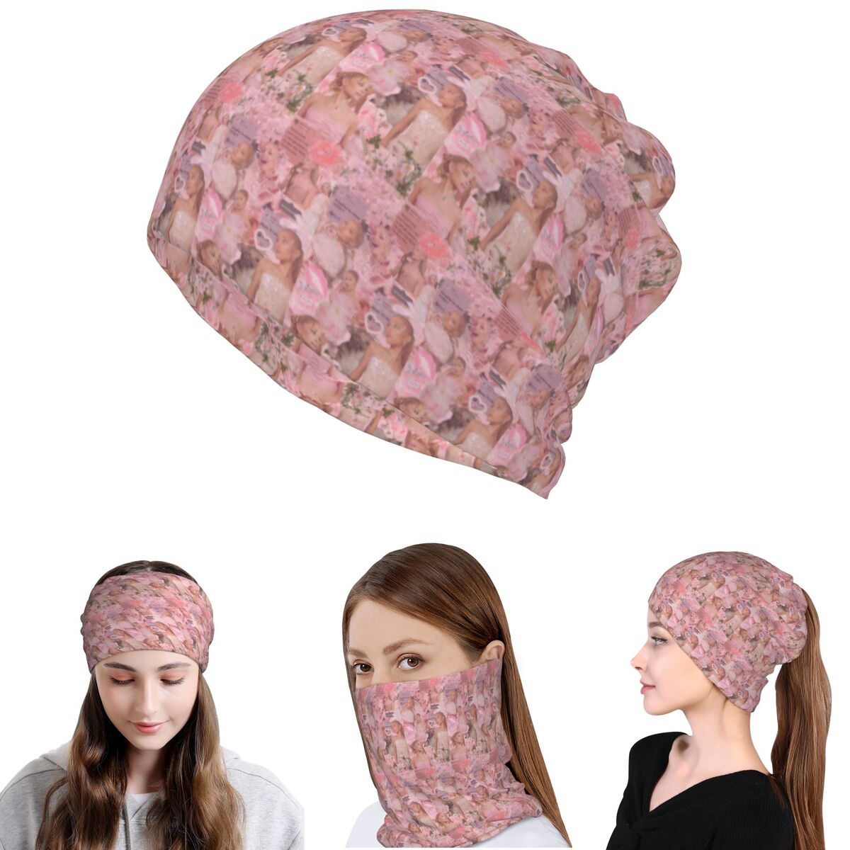Knit Beanie Hat Warm - Ariana Grande Singer Bandana Neck Cover