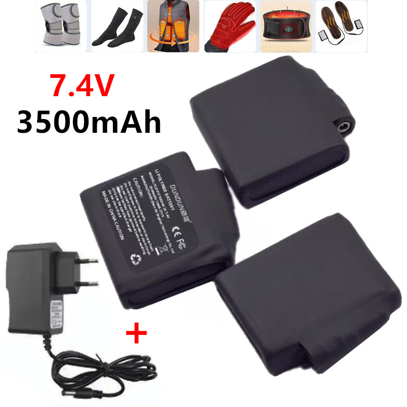 Heated Vest Battery - Heated Gloves Battery 7.4V 3500mah Polymer