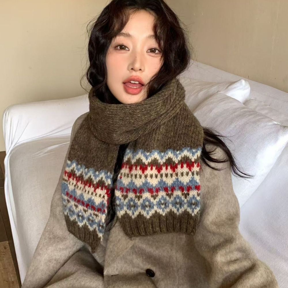 Classic Wool Jacquard Knitted  - đánh giá và giá Wool Scarf Men