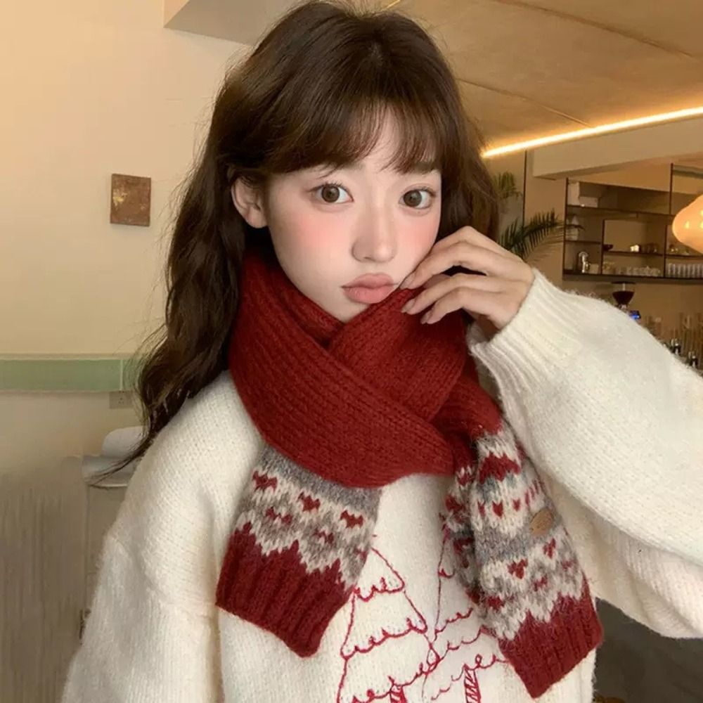 Classic Wool Jacquard Knitted  - đánh giá và giá Wool Scarf Men