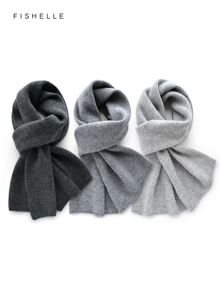 Gray solid color cashmere scar - đánh giá và giá Wool Scarf Men