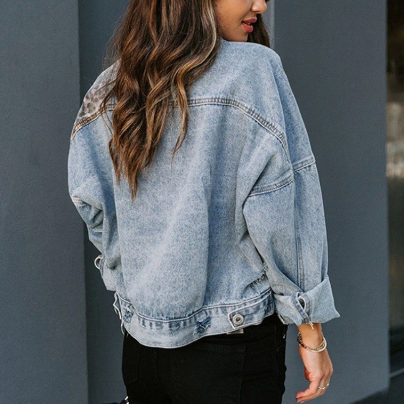 Leopard Stitching Denim Jacket - đánh giá và giá Down Jacket Packable